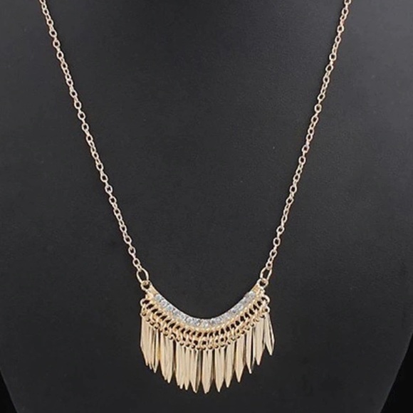 New boho chic gold necklace with rhinestones - Picture 6 of 6